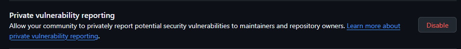 Private Vulnerability Reporting