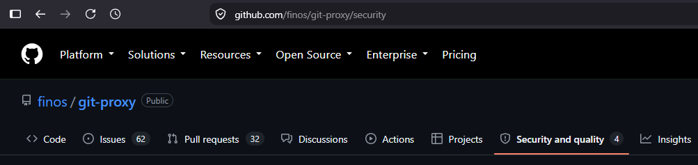 Security and quality tab